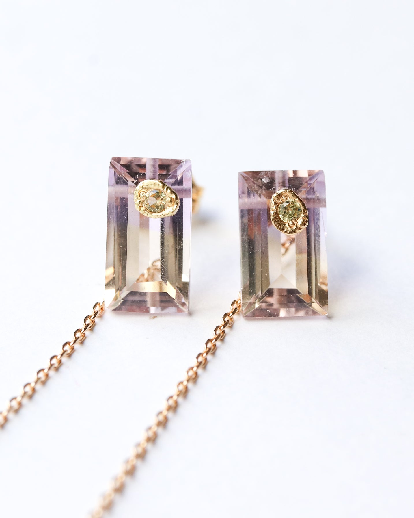 Flat Pierced Earring - Ametrine -