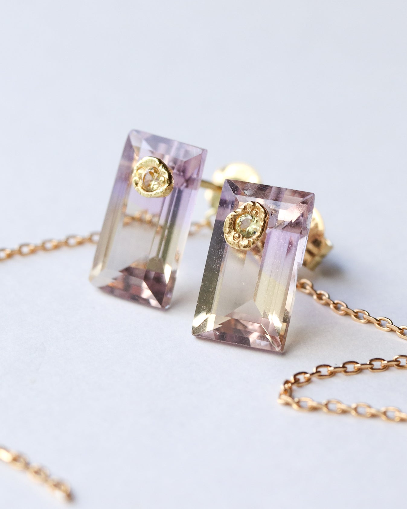 Flat Pierced Earring - Ametrine -