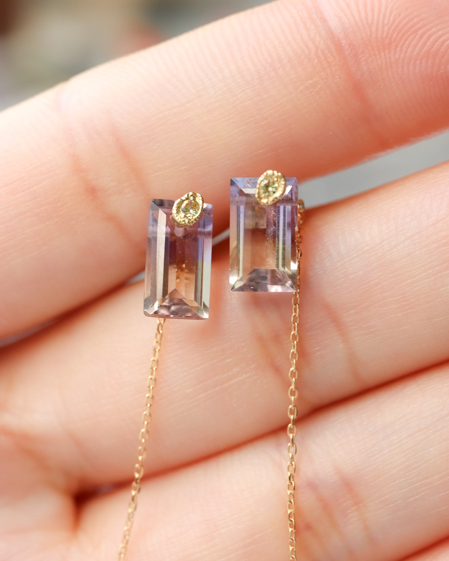 Flat Pierced Earring - Ametrine -