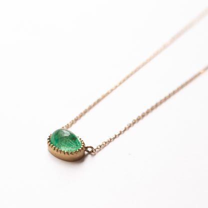 Milgrain Necklace - Emerald -