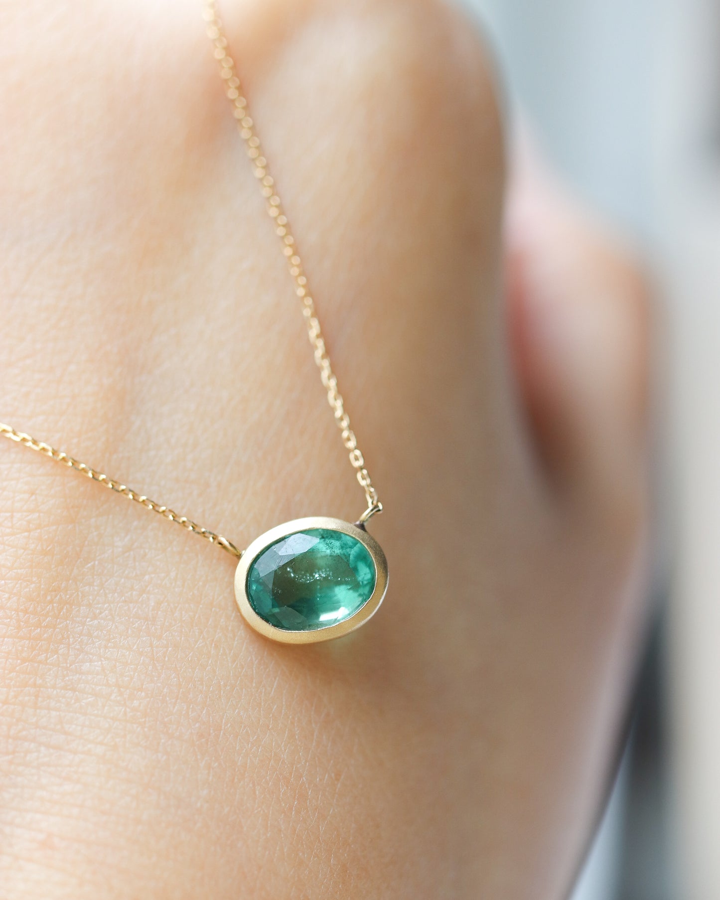 Collet Necklace - Emerald -