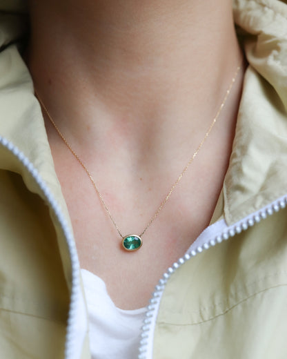 Collet Necklace - Emerald -