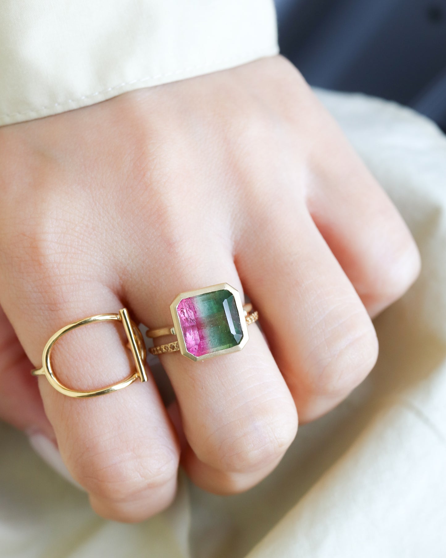 Collet Ring - Bicolor Tourmaline -